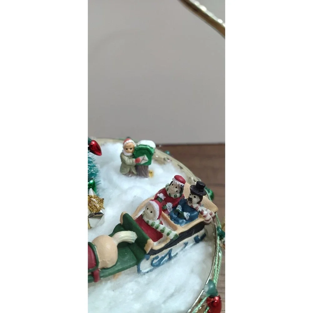 Handmade Christmas Scene Assemblage Art Sleigh Ride Snowman Tree Horse Wreathe